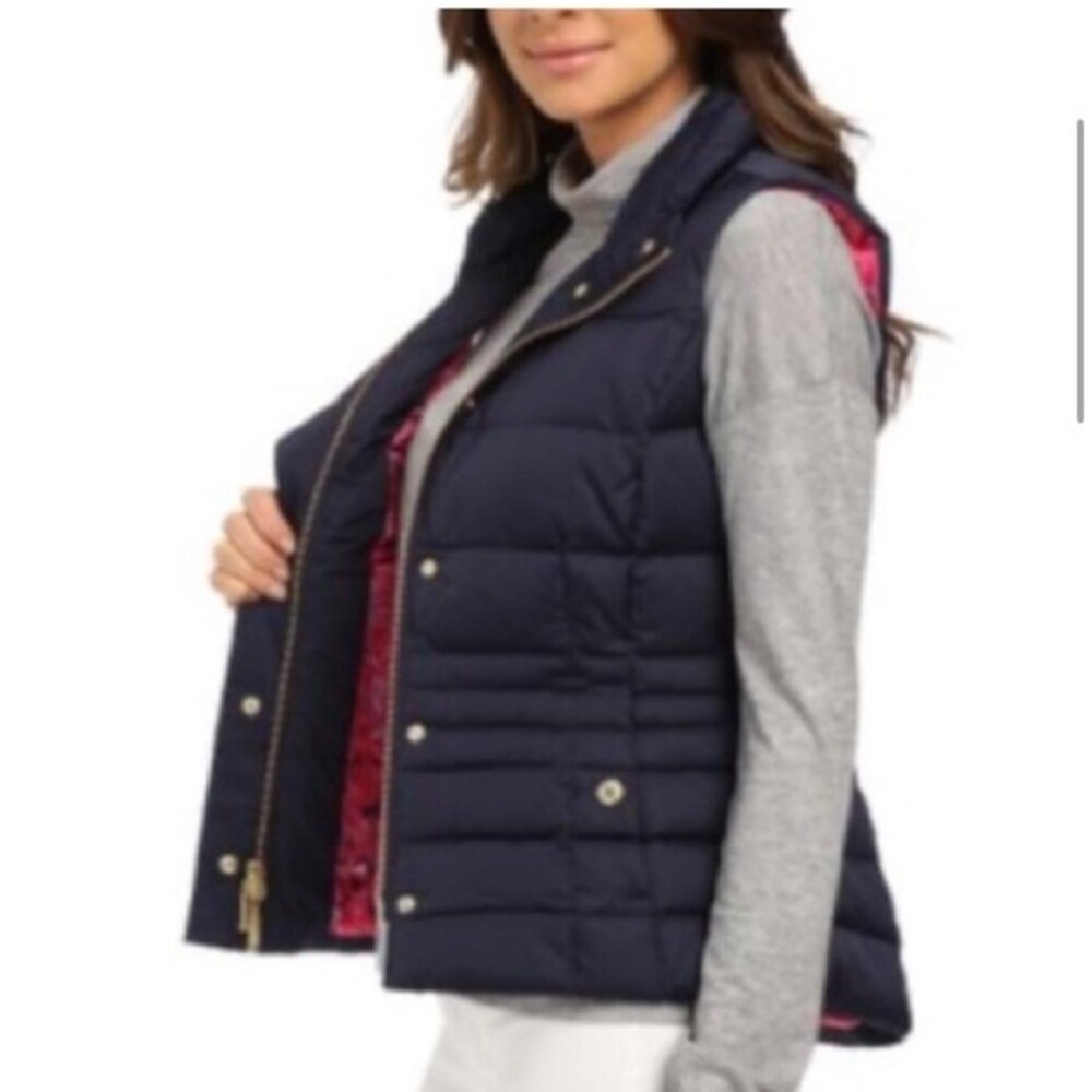 Lilly Pulitzer Navy Isabelle Down Filled Puffer Vest sz xs